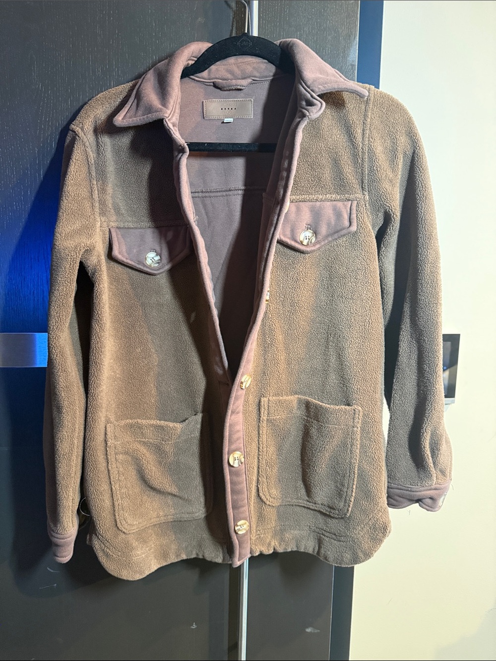 Women’s Brown Fleece Button-Up Jacket